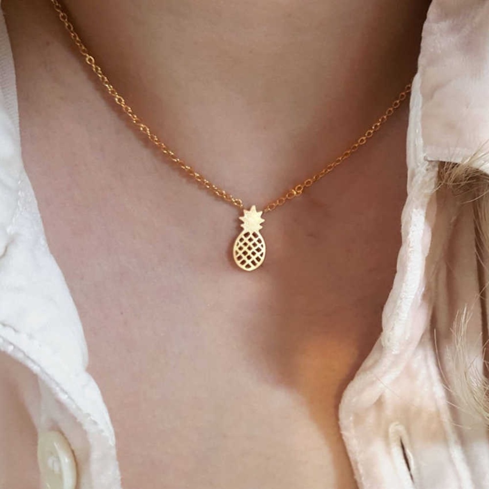 Dainty 18k Gold Plated Pineapple Necklace - Picture 2 of 5